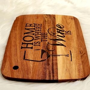 Hand Burned Wine Themed Cutting Board Set